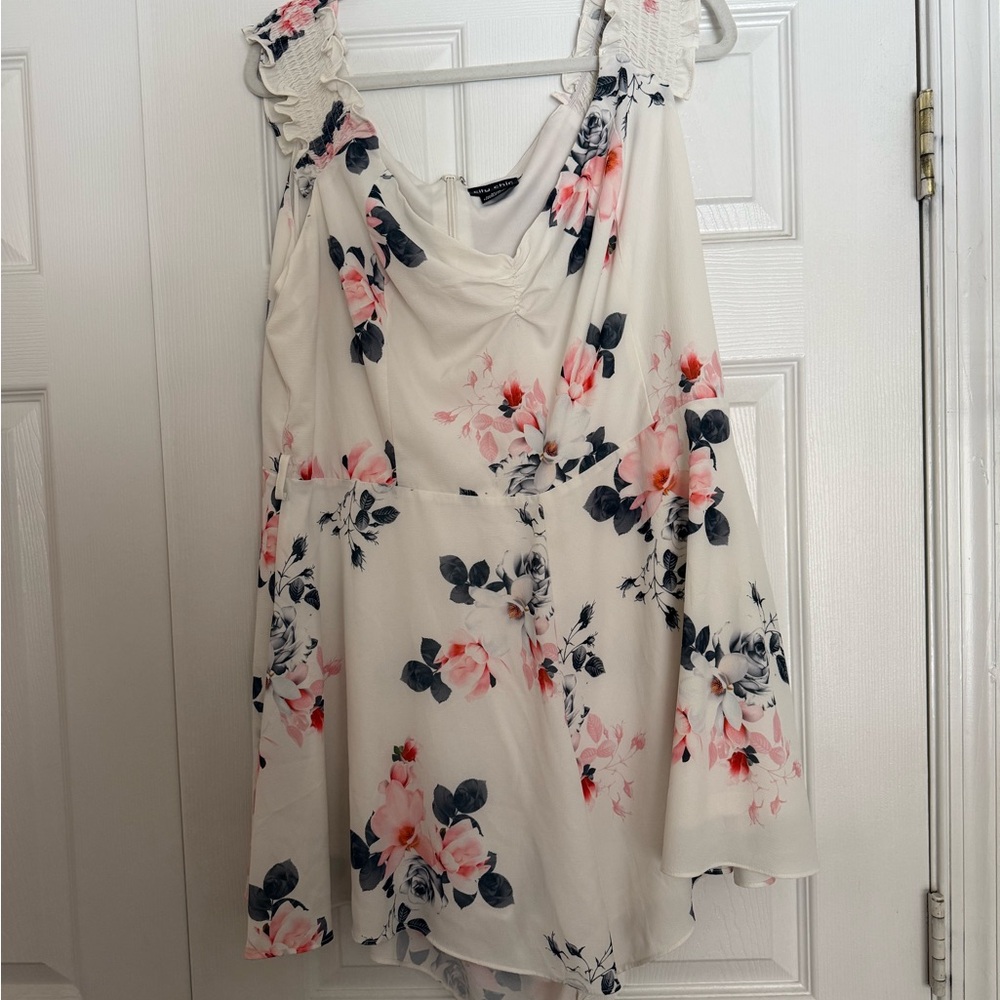 City Chic Floral White and Pink Romper
